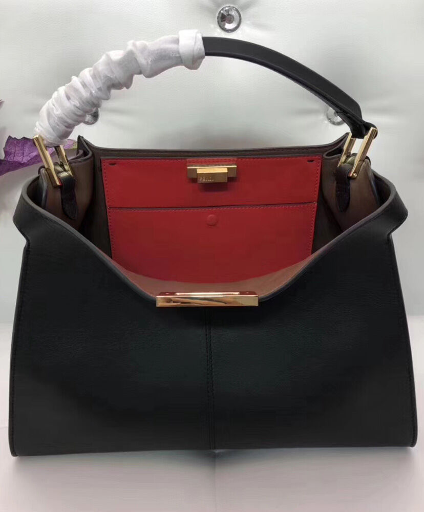 Fendi Peekaboo X lite Regular Leather Bag 8BN310 Black